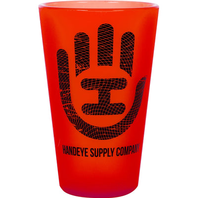Bright orange Handeye Sili Pint with a distressed black hand logo and "HANDEYE SUPPLY COMPANY" printed below it.