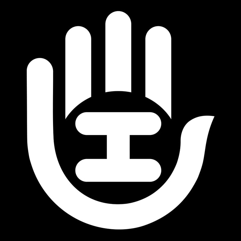 White Handeye logo vinyl decal featuring a stylized open hand with a horizontal H shape in the palm.