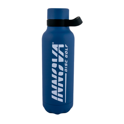 Blue Innova Burst Logo 22oz insulated bottle with a white Innova logo and black plastic carrying handle.