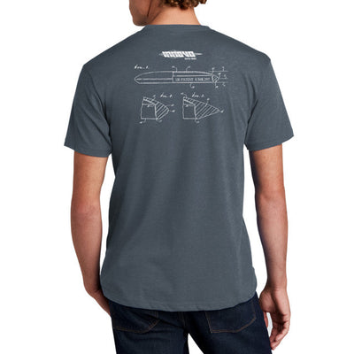 Charcoal gray Innova Patent Tee with a white disc golf patent diagram and Innova logo on the back.