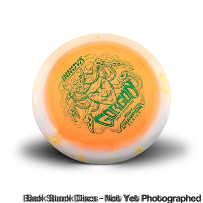 Innova Halo Star Gorgon Dennis Augustsson Team Champion Tour Series 2026 orange disc golf disc with a green Gorgon stamp.