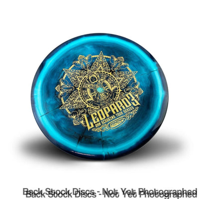 Halo Star Innova Leopard3 disc golf driver in teal and black swirl with a gold ornate "Leopard3" stamp.