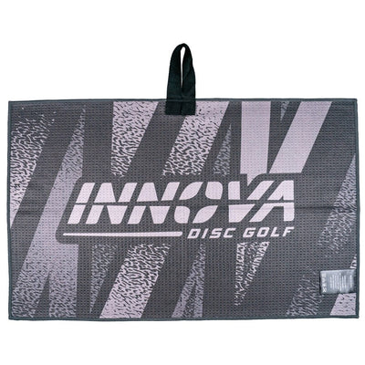 Dark gray Innova Tour Towel Wildhorse with light gray graphics, waffle texture, and a black hanging loop.