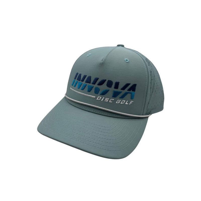 Turquoise Richardson 355 Innova Tech Rope Snapback Hat with a blue and light blue burst logo.