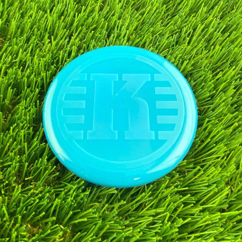 Kastaplast K-Mini Marker disc golf mini disc in bright blue with an embossed "K" logo.
