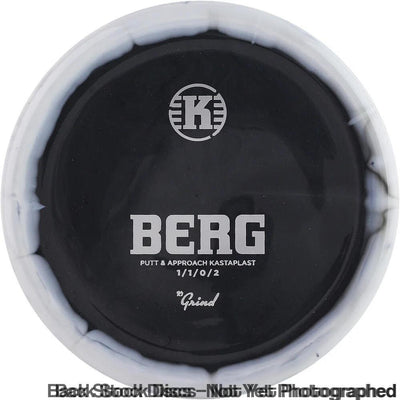 Black Kastaplast K1 Grind Berg putt and approach disc golf putter with white swirl rim and white K logo.