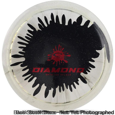 Latitude 64 Opto Ice Sparkle Diamond disc golf driver with a black splash stamp and red lettering.