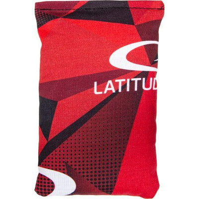 Red, black, and white Latitude 64 Prism Chalk Bag with a geometric pattern and white branding.