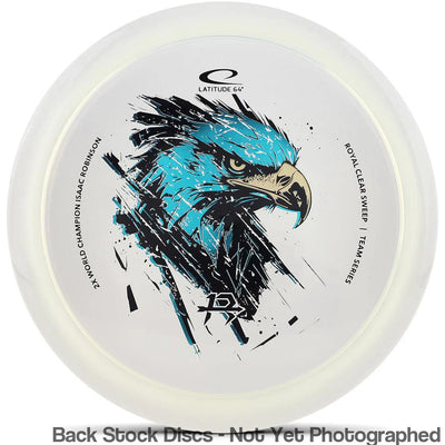 White Latitude 64 disc with a blue and black eagle stamp and "ROYAL CLEAR SWEEP TEAM SERIES" text.
