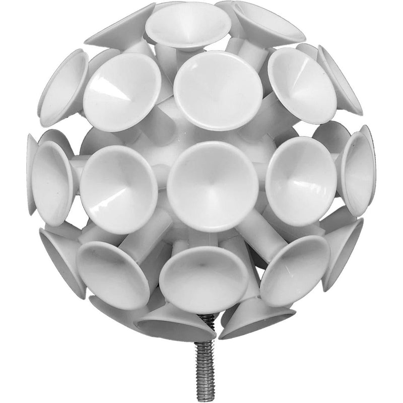 Round white suction ball attachment with numerous cups and visible M5 threaded metal screw.