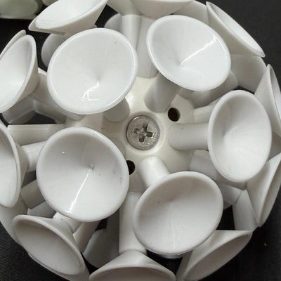 White Max Disctance suction ball attachment with 8-32 CF threads and multiple rubber suction cups.