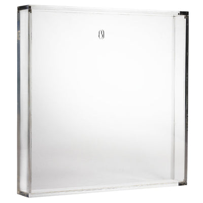 Clear MVP Disc Frame acrylic display case with a wall mounting hanger and a shiny silver border.
