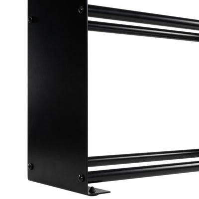 MVP Disc Station Lite in black metal, featuring a sturdy side panel and two horizontal support rods.