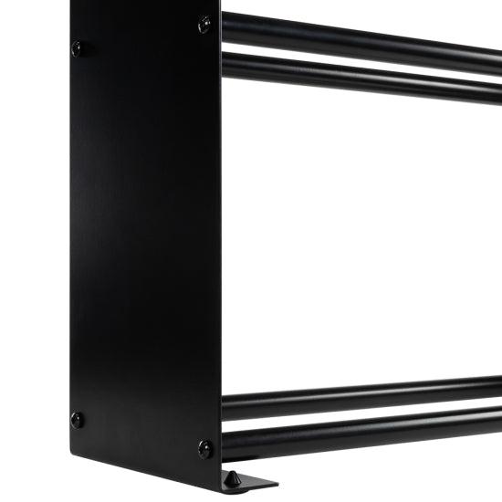 MVP Disc Station Lite in black metal, featuring a sturdy side panel and two horizontal support rods.