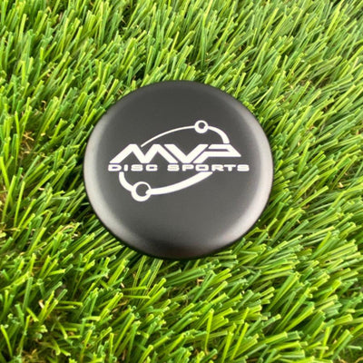 Black MVP Metal Marker disc golf putter with a white Orbit logo and letters for "DISC SPORTS".