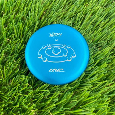 Blue MVP Metal Marker Ion logo putter with white branding and a unique atomic-themed central design.
