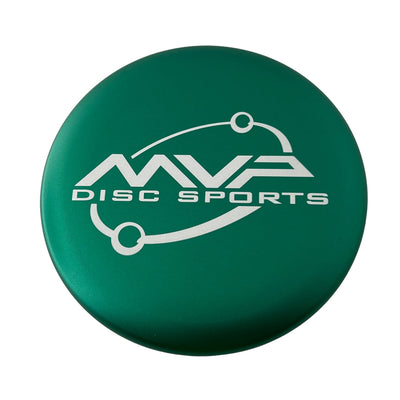 Metallic green MVP Metal Marker Orbit logo putter with a white MVP Disc Sports logo.