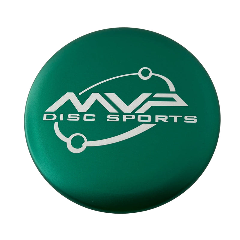Metallic green MVP Metal Marker Orbit logo putter with a white MVP Disc Sports logo.