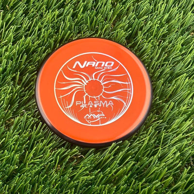 Orange MVP Nano Plasma Mini Marker disc golf marker with white "NANO" and "PLASMA" branding.