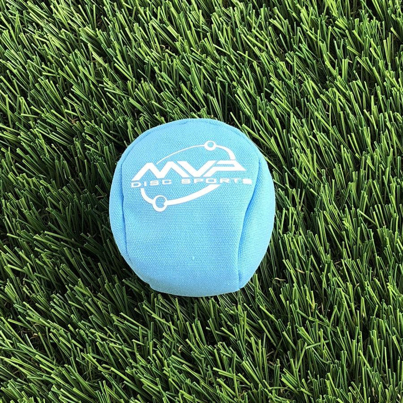 MVP Osmosis Sport Ball Bag in light blue fabric with a white MVP Disc Sports logo on the front.