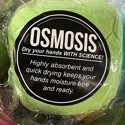 Mvp osmosis sport ball bag showing a black label with white text on a bright green ball.