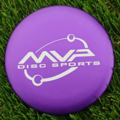 Vibrant purple MVP Metal Marker Orbit Putter with a distinctive white 'MVP Disc Sports' logo and orbit-themed graphic.
