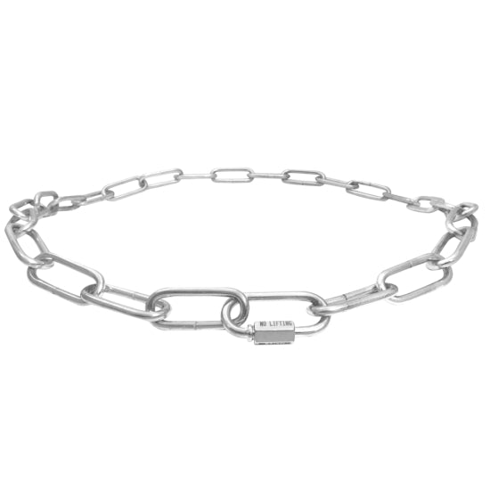 Silver MVP Precision Conversion Chain Strand with rectangular links and a carabiner-style clasp.