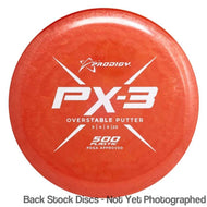 Prodigy 500 PX-3 Putter (Stock Stamp) [Back Stock Inventory - Disc and Stamp Color WILL VARY] - 165g-169g / PX-3 / Varies