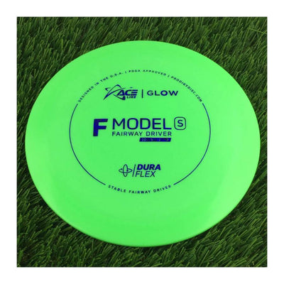 Solid green Prodigy Ace Line DuraFlex Color Glow F Model S fairway driver disc golf disc.