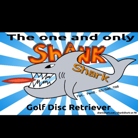 Shank Shark golf disc retriever tip with three prongs, a black central body, and visible silver wingnuts.