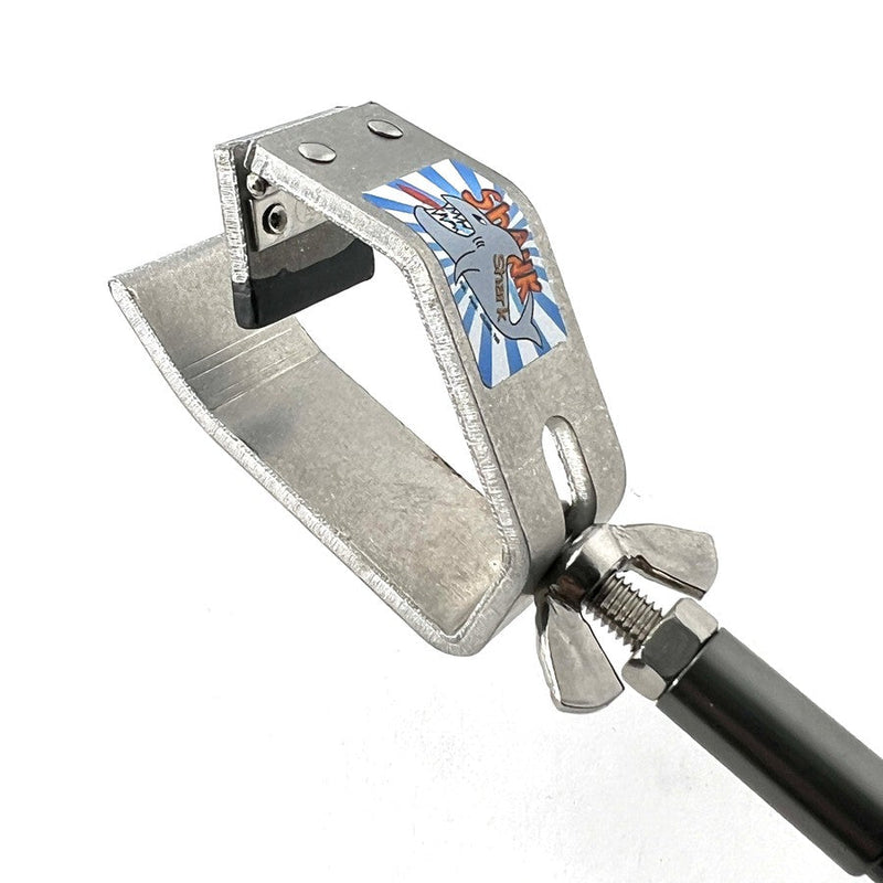 Silver Shank Shark Triple Threat retriever tip with a colorful shark logo and attaching wing nuts.