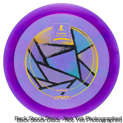 Purple Streamline Proton SL Shift disc golf disc with a colorful geometric MVP Open 2024Fundraiser for St. Jude stamp.