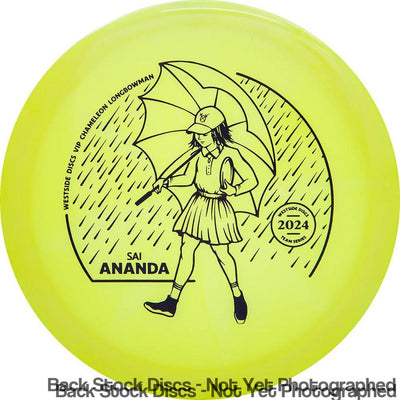 Yellow Westside Discs VIP Chameleon Longbowman team series 2024 disc with black Sai Ananda female anime graphic.