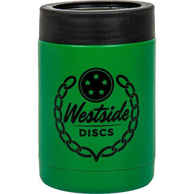 Westside green stainless steel can keeper with a black top ring and black Westside Discs logo.