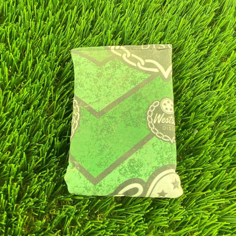 Westside Sportsack Chevron disc golf bag features green and dark green chevrons with a Westside Discs logo.