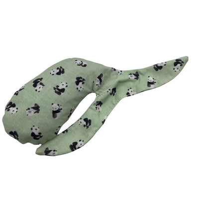 Whale Sacs grip bag in mint green fabric with a black and white panda pattern and stitched seams.