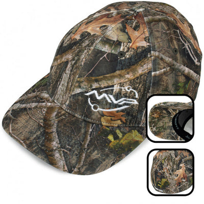Yupoong MVP Orbit Logo Flex Fit hat in TrueTimber camo with a white embroidered logo and visible stitching.