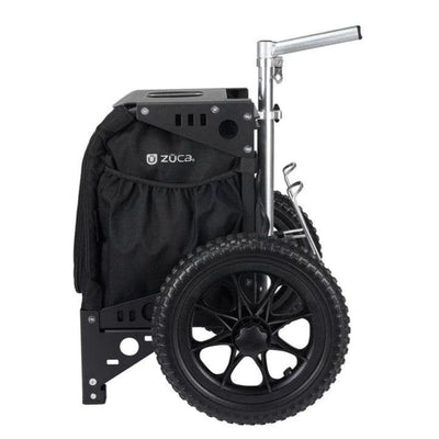 Black Züca Compact Cart with large rugged wheels and a silver telescopic handle.