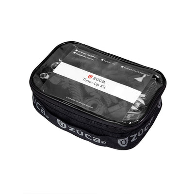 Black fabric ZÜCA Tune-Up Kit zipper bag with a clear vinyl top revealing tools and instructions inside.