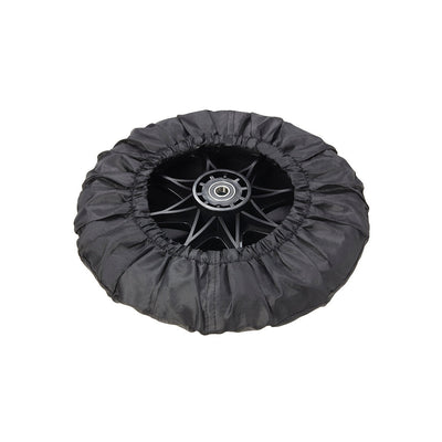 Black ZUCA cart wheel cover with an elasticated edge, partially revealing the black multi-spoke wheel and bearing.