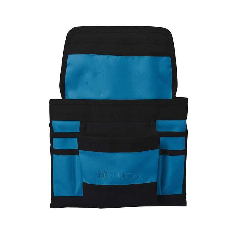 Blue and black ZÜCA Putter Pouch with multiple open pockets and a large main compartment.