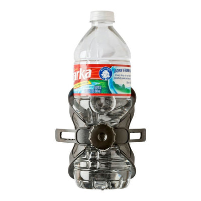 Gray ZUCA Cart Looney Bin Water Bottle Holder with a small circular adjustment knob and a transparent water bottle inside.