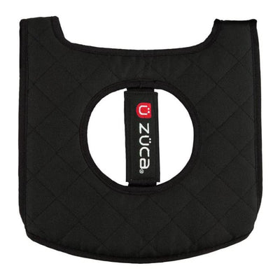 Black ZUCA cart reversible seat cushion with a quilted pattern and a central oval cutout.