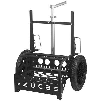 Black ZUCA EZ Cart with large wheels, a silver handle bar, and two side bottle holders.