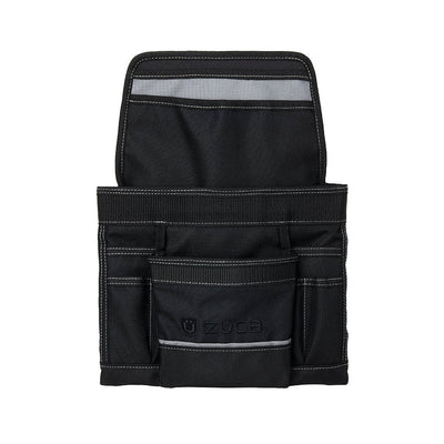 Black Zuca putter pouch with a silver reflective strip, exposed white stitching, and the Zuca logo.
