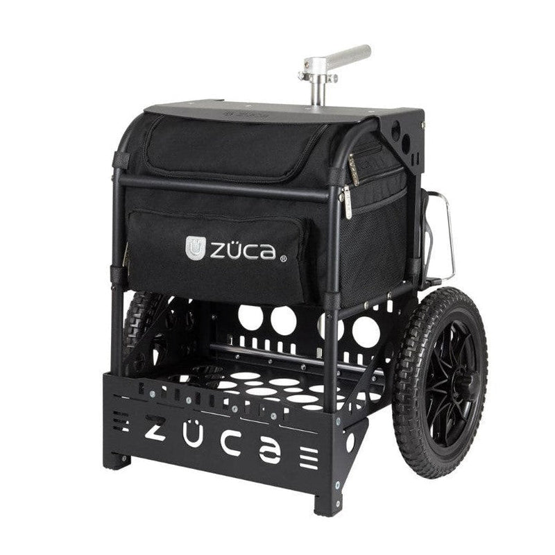 Black Zuca Transit Cart with aluminum handle, soft-sided bag, and all-terrain wheels.