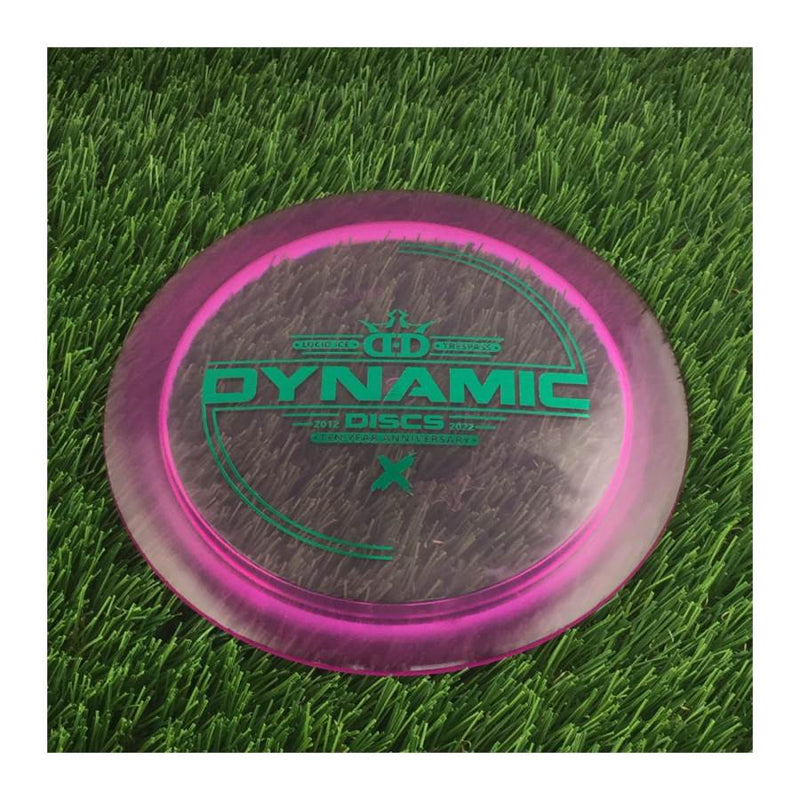 Dynamic Discs Lucid Ice Trespass with Ten-Year Anniversary 2012-2022 Stamp - 173g - Translucent Purple