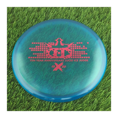 Dynamic Discs Lucid Ice Judge with Ten-Year Anniversary 2012-2022 Stamp - 175g - Translucent Blue