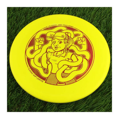 Dynamic Discs Classic Soft Justice with Macie Velediaz 2023 Team Series Stamp - 175g - Solid Yellow