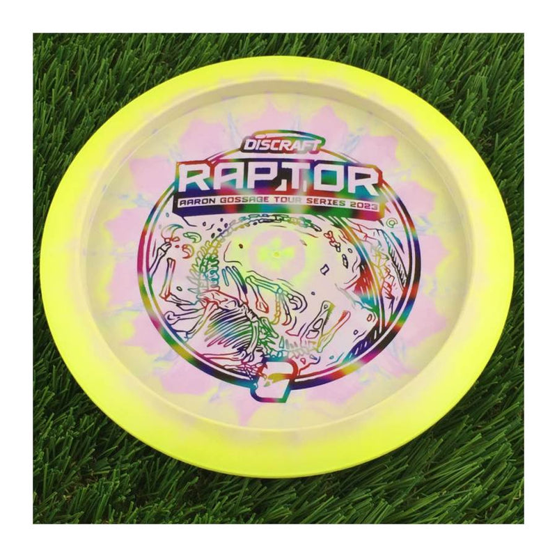 Discraft ESP Swirl Raptor with Aaron Gossage Tour Series 2023 Stamp - 174g - Solid Yellow